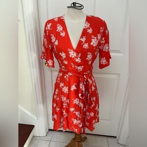 Dynamite Red Floral Midi Dress